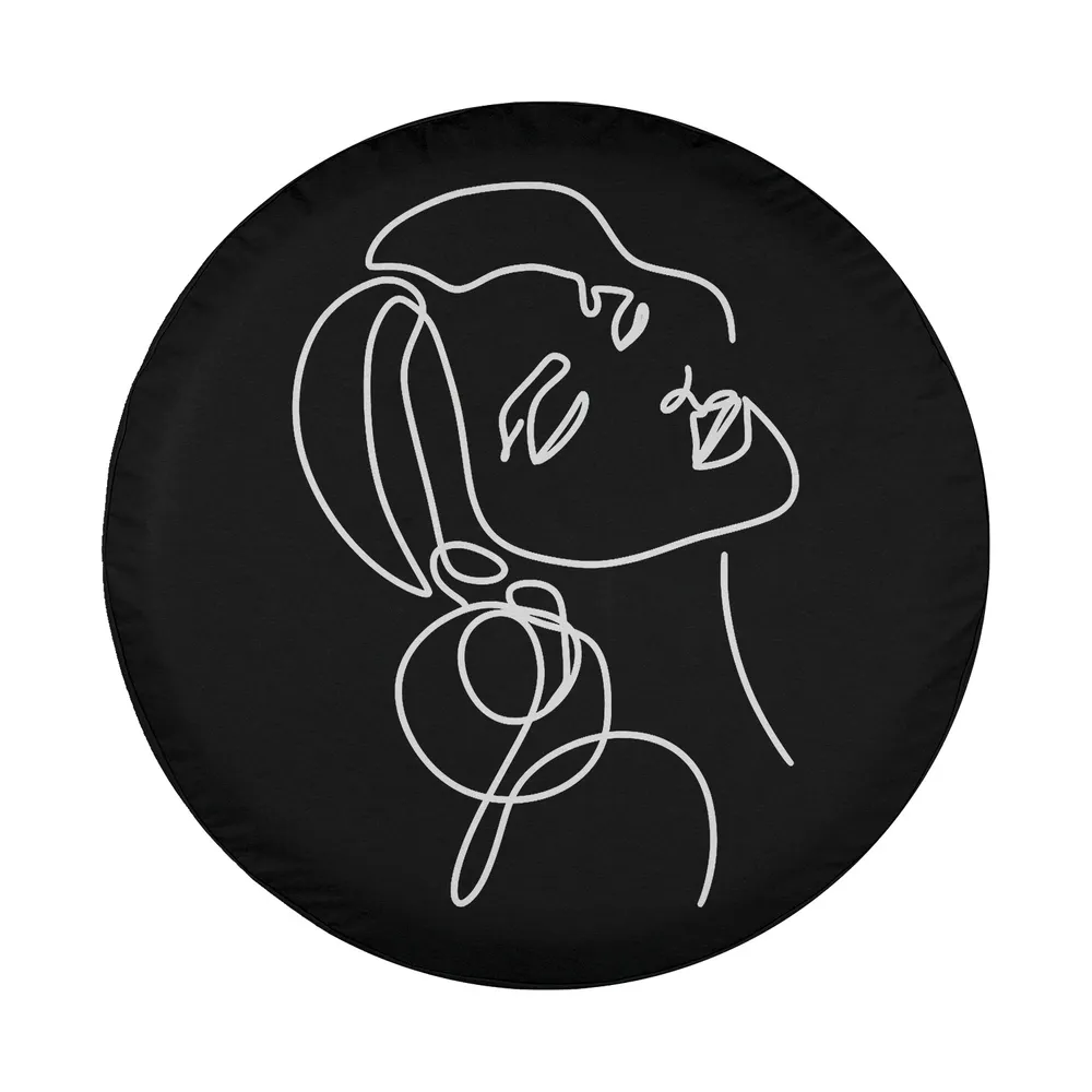 Minimalist abstract line art woman fashion drawing design for spare tire cover