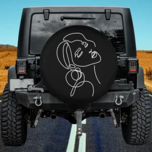 Aesthetic line art woman abstract fashion minimalist spare tire cover with no camera hole on Jeep