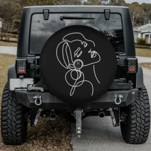 Aesthetic line art woman abstract fashion minimalist spare tire cover with backup camera hole for Jeep