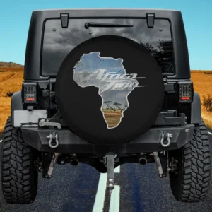 Africa continent silhouette with savanna and Africa Twin logo spare tire cover for Honda HRV, no camera hole