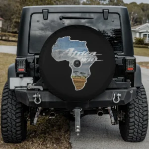 Africa Twin savanna adventure spare tire cover with camera hole for Honda HRV, Africa continent silhouette