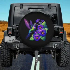 African violets and hummingbird vibrant spare tire cover without camera hole