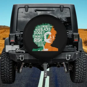 Afro Sunglasses Silhouette Ireland Flag Dog Spare Tire Cover No Camera Hole