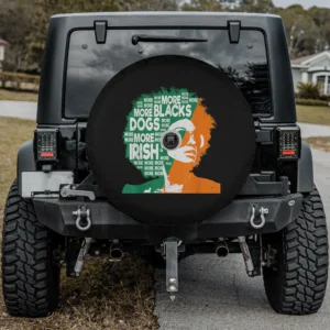 Ireland flag afro silhouette dog spare tire cover with backup camera hole for Jeep and SUV