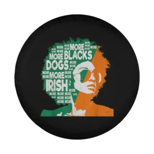 Ireland flag afro silhouette and dog typography design for spare tire cover