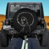 afro woman minimalist line art black queen spare tire cover no camera hole
