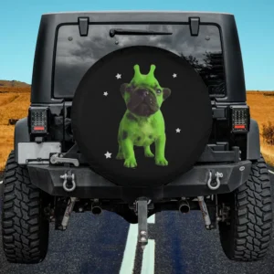 Alien antenna green dog with stars meme spare tire cover no camera hole for Jeep SUV RV
