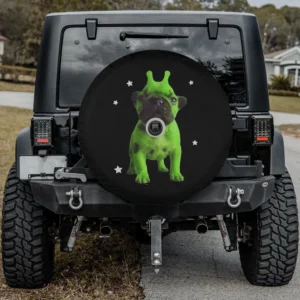 Alien antenna green dog stars meme spare tire cover with camera hole for Jeep SUV RV