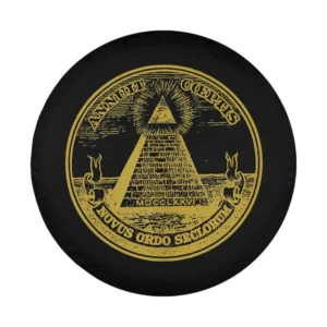 All Seeing Eye pyramid gold Freemason design spare tire cover artwork