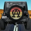 Alpha and Omega symbol retro sunset art spare tire cover no camera hole