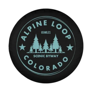 Alpine Loop Colorado pine trees badge graphic design for spare tire cover