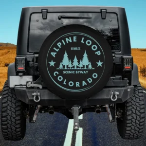 Alpine Loop Colorado pine trees badge spare tire cover with no camera hole for Land Rover Defender