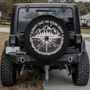 Always Take The Scenic Route mountain compass spare tire cover with backup camera hole for Jeep Wrangler