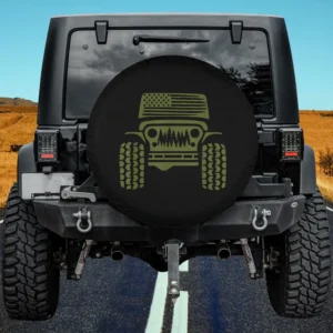 American flag forest jeep grille spare tire cover for Ford Bronco Sport no camera hole