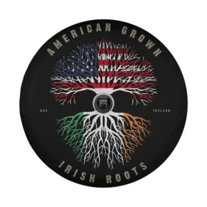 Design of American flag tree with Ireland roots spare tire cover for St. Patrick's Day