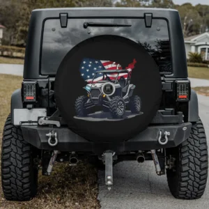 American flag USA map UTV SXS off road spare tire cover for Land Rover Defender with camera hole