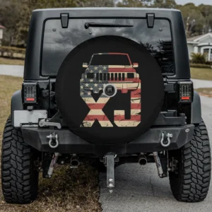 American flag XJ 4x4 graphic spare tire cover for Honda CRV with camera hole