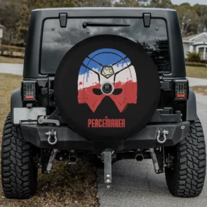 Americana paint splatter Peacemaker helmet spare tire cover with camera hole for Jeep, RV, trailer