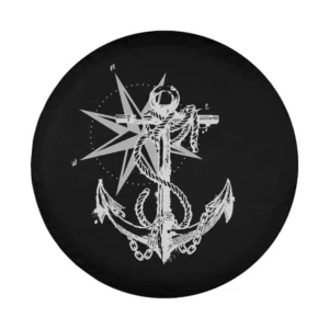 anchor compass rope nautical design spare tire cover art