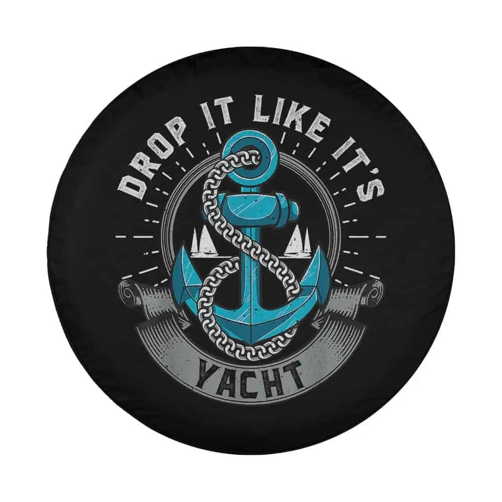 Anchor rope funny sailor tire cover design for RVs and campers