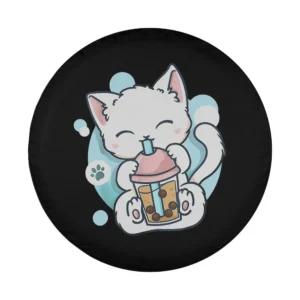 anime boba tea cat kawaii paw bubble design only