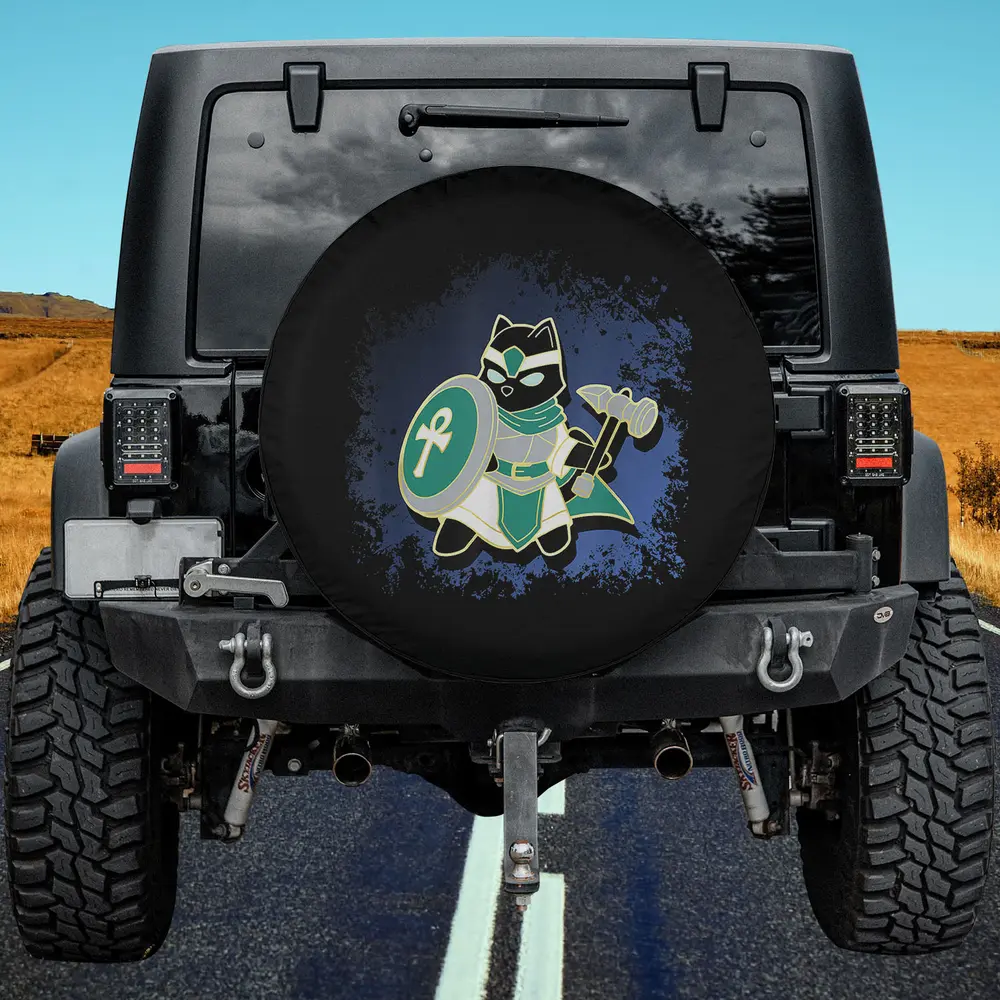 Ankh shield warhammer cat cleric spare tire cover no camera hole for Jeep RV