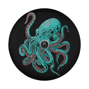 Hand-drawn aqua kraken octopus tentacles suction cups illustration