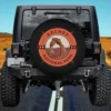 arches national park retro compass emblem spare tire cover with Delicate Arch and vintage badge, no camera hole