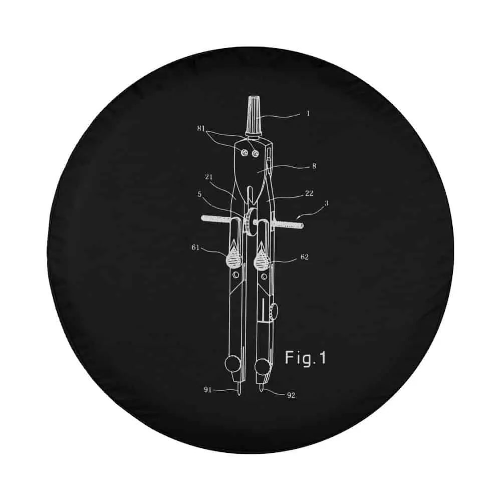 architectural compass patent blueprint technical drawing design spare tire cover