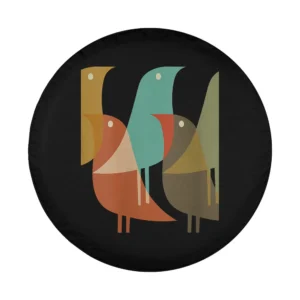art deco bird print geometric retro design for spare tire cover