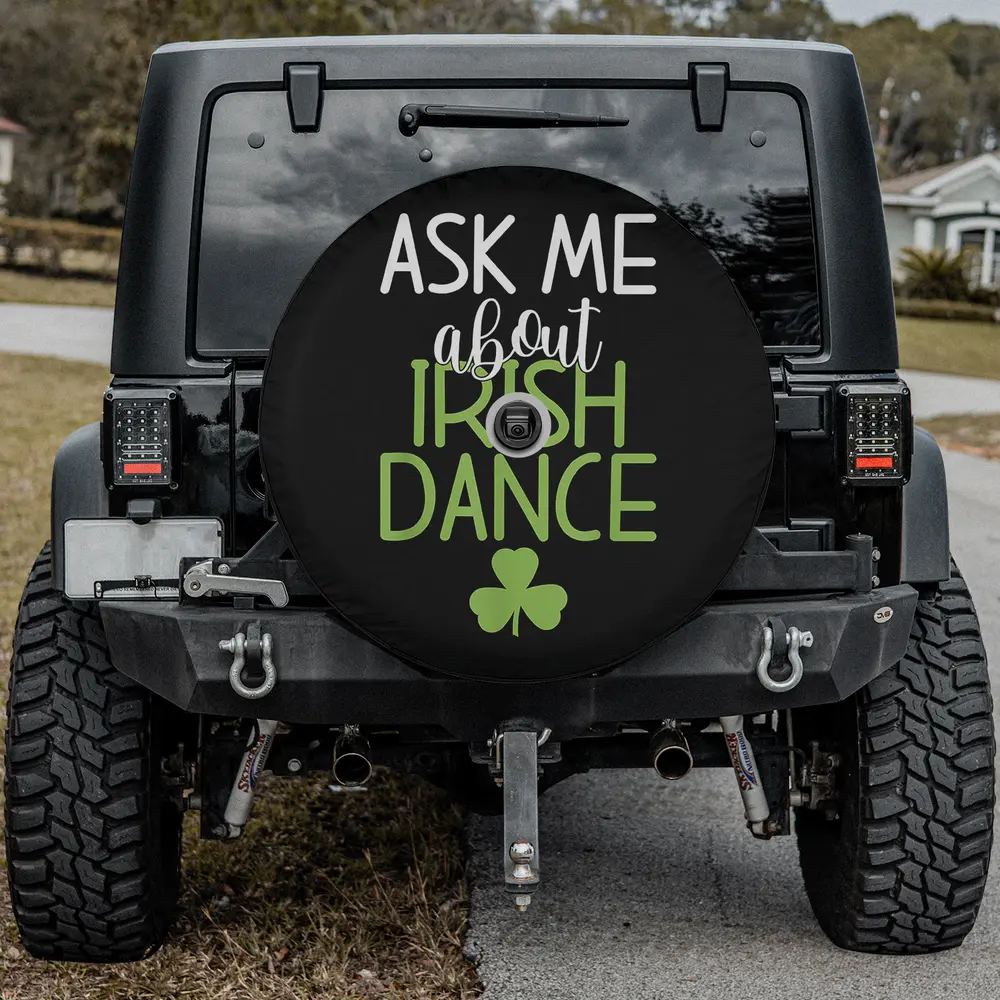 ask me about irish dance shamrock spare tire cover with camera hole for Jeep SUV RV