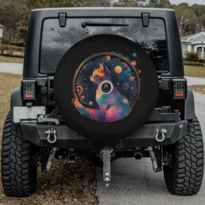 Astronaut cat galaxy planets space cat spare tire cover with camera hole option