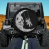 Astronaut swinging on crescent moon skull Halloween spare tire cover no camera hole