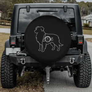 Australian shepherd love line art dog spare tire cover with backup camera hole for Jeep and SUV