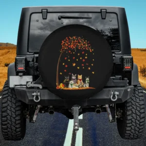 Autumn leaf tree scarf cats cat spare tire cover without camera hole for Jeep SUV RV