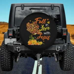 autumn tree pumpkins jesus thanksgiving spare tire cover no camera hole for Jeep