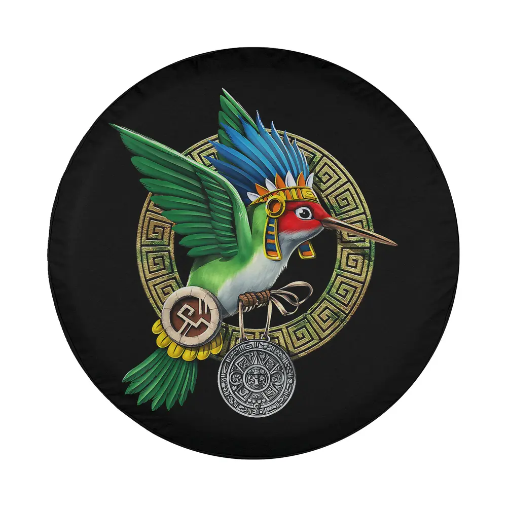 Aztec god Huitzilopochtli medallion hummingbird design artwork