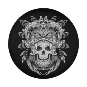 Aztec warrior skeleton Mexican Aztec civilization detailed design on spare tire cover