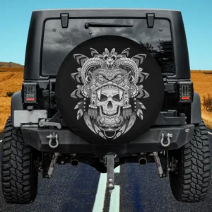 Aztec warrior skeleton Mexican Aztec civilization spare tire cover without camera hole on Jeep