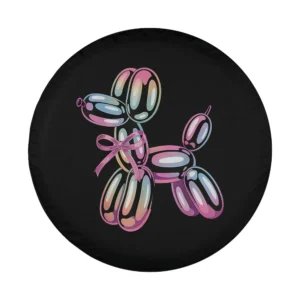 Balloon dog with pink ribbon balloon animal art design for tire cover