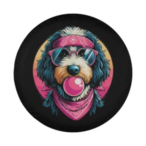 Funny Bernedoodle dog with bandana sunglasses bubble gum art design only