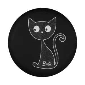 barbie glitter black cat halloween design closeup for spare tire cover