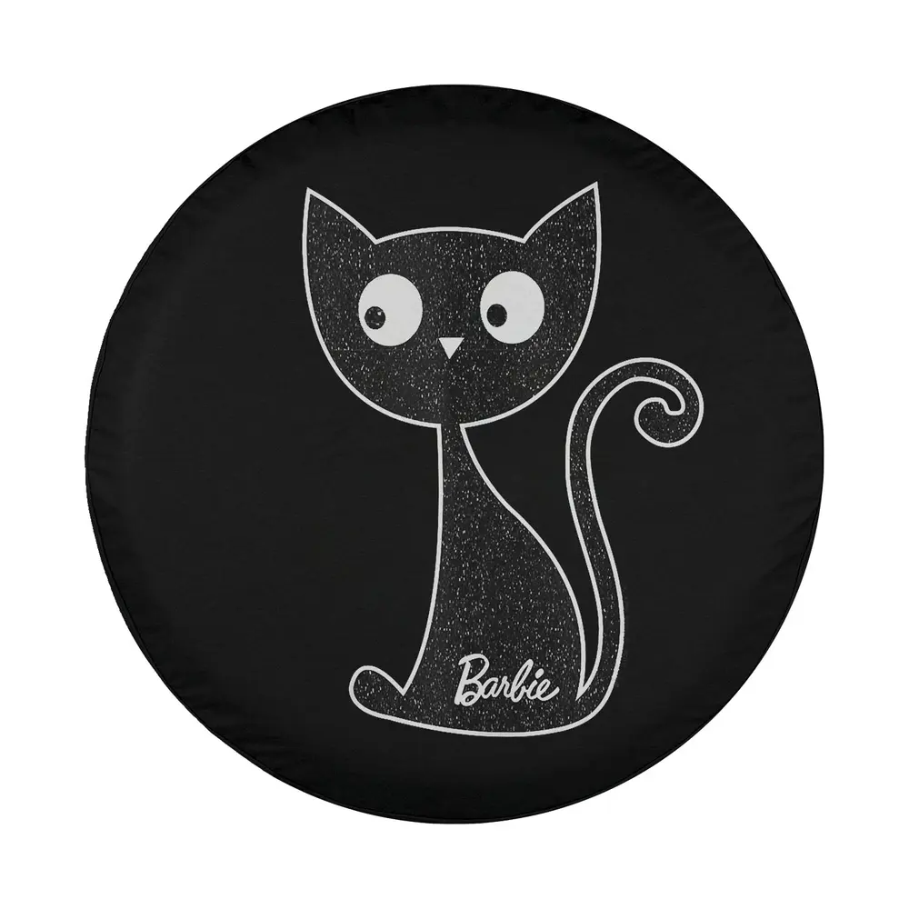 barbie glitter black cat halloween design closeup for spare tire cover