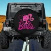 pink hearts barbie silhouette logo spare tire cover for Jeep Wrangler with no camera hole