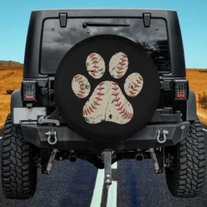 baseball dog paw print softball sports fan dog spare tire cover no camera hole