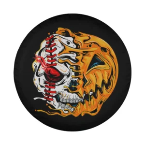 Baseball player halloween pumpkin skeleton graphic design for spare tire cover