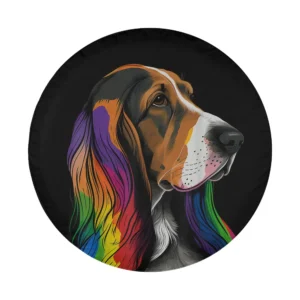 Basset Hound rainbow flag LGBT pride dog design for spare tire cover