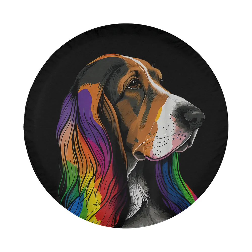 Basset Hound rainbow flag LGBT pride dog design for spare tire cover
