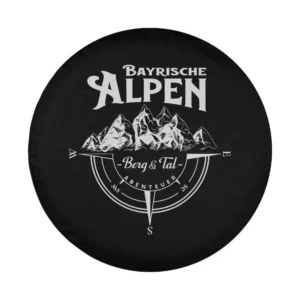 Bavarian Alps compass mountain peaks graphic for spare tire cover