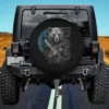 Berserk bear warrior with Odin runes and Norse compass Viking spare tire cover no camera hole
